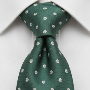 Roundtree & Yorke Silk Tie Green Blue Polka Dot